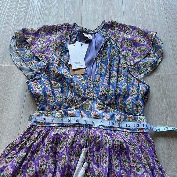 Hemant & Nandita Hera Dress Large Short Sleeve Tiered Georgette Mini - Picture 8 of 16